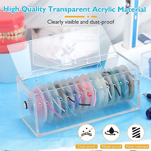 Power Chain Organizer Case, Premium Acrylic Dental Orthodontic Elastic Chain Dispenser Securely Store & Organize Braces Rubber Bands With The Clear Lid Ideal For Clinics & Patients