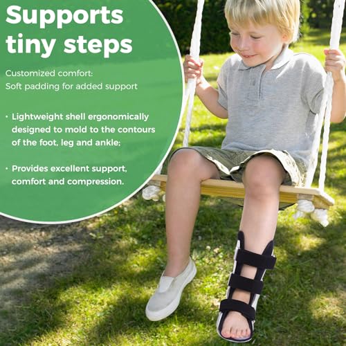 Pediatric Walking Boot For Kids,Fracture Boot for Kids, Orthopedic Support Shoe for Youth Ankle Break Injury, Kid's Stress Metatarsal Bone Fracture, Broken Foot or Toe Recovery Cast, Right(M) Medium