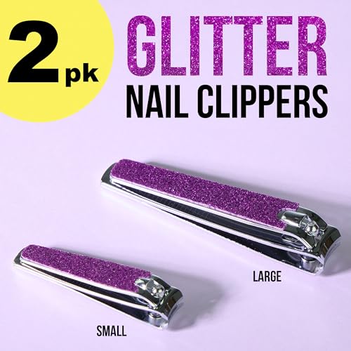 Forever 21 Nail Clippers Set - 2pc Purple Glitter Nail Clipper - 2 Pack,
