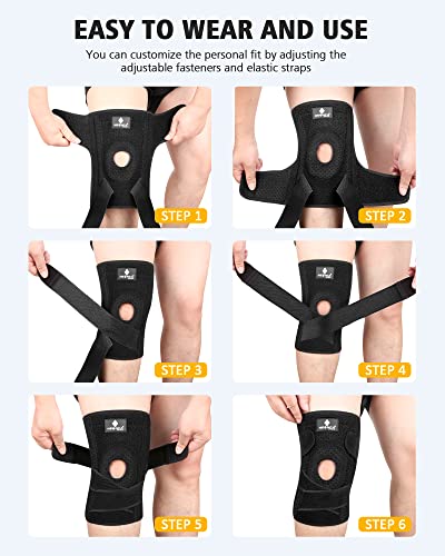 NEENCA Professional Knee Brace, Medical Knee Support for Women & Men Relief Black Large