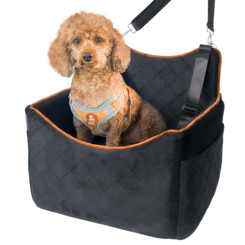 Slideep Dog Car Seat, Small Medium Dogs Cats Pets Car Travel Bed with Storage Pockets and Safety Belts, Memory Foam Puppy Dog Booster Seat with Thick Cushion for Dogs Under 35lbs- Black - BeesActive Australia