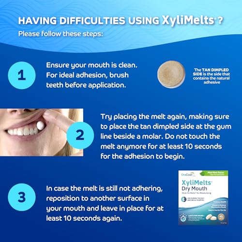 Oracoat XyliMelts for Dry Mouth Night Time or Day - Moisturizing Dry Mouth Adhering Discs, Sugar Free with Xylitol, 40 Count - Pack of 3, Mild Mint Flavor, 8-Hour Relief 40 Count (Pack of 3)