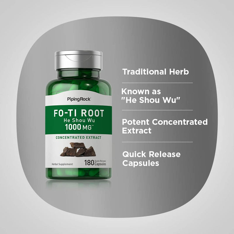 Piping Rock Fo-Ti Supplement | 180 Capsules | He Shou Wu Root | Concentrated Herbal Extract | Non-GMO, Gluten Free