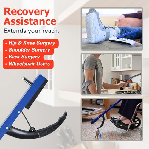 Sammons Preston Reacher, 26" Lightweight Grabber Reacher Tool with Magnetic Tip, Ergonomic Grip & Claw Jaw, Portable Reaching Aid for Seniors, Daily Living & Home Use, Standard Blue, 3 pack 26" Standard, Blue