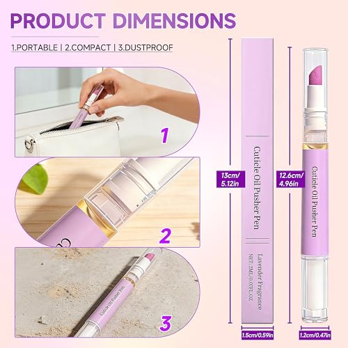 2 Pcs 2-in-1 Ceramic Cuticle Pen- 2026 New Cuticle Oil Pusher Pen Purple