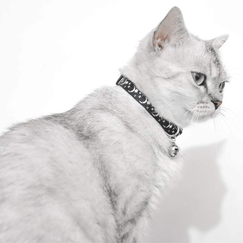 ZXUPOI Reflective Cat Collar with Safety Clasp and Bell 2-Piece Adjustable Collar Cat Kitten 19-32cm Black - BeesActive Australia