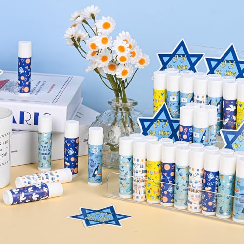48 Pcs Hanukkah Gifts Include Lip Balm Thank You Tag Organza Bag for Women Birthday Hanukkah Gifts 48