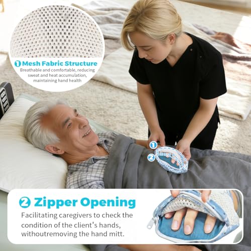 Dementia Restraint Gloves-2Pcs with Warm Pattern,Restraints Control Mitts,Safety Hand Gloves for Elderly/Dementia Patients,Anti Scratch Gloves to Prevent Scratching Harm