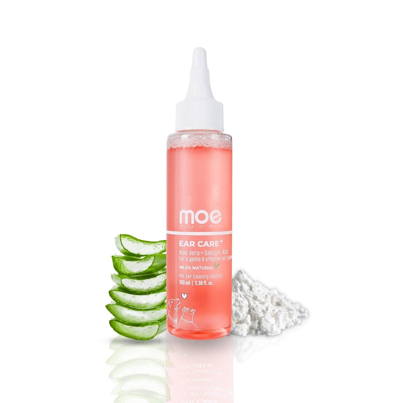 Moe Puppy Ear Care+ Dog Ear Cleaner Solution | Ear Drops for Dogs & Cats | Removes Wax Build Up, Relieves Itchy Ears & Eliminates Ear Odour | Gentle Ear Cleaning Solution (100ml)