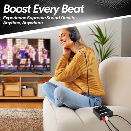 TNP Portable 3.5mm Headphone Amplifier with RCA Input, Volume Control