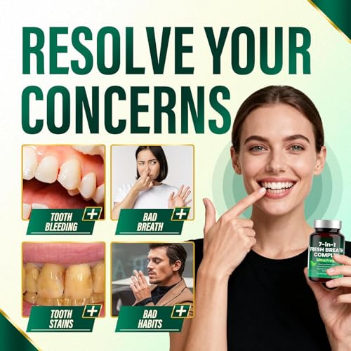 Breath Freshener Capsules, Oral Probiotics for Bad Breath, 7 in 1 Powerful Solution with Chlorophyllin, Mint Extract, Magnesium Citrate, Eliminate From The Inside Out(1)