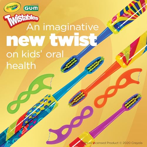 GUM Crayola Twistables Kids Floss Pick with Fluoride, 90 Count (4 Pack)