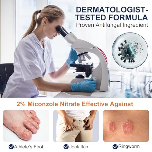 Antifungal Cream for Jock Itch, Athletes Foot & Ringworm - 2% Miconazole Nitrate Cream for Humans Skin Fungus, Relieves Itching, Burning, Cracking and Scaling (3.5 Ounce) 3.5 Ounce
