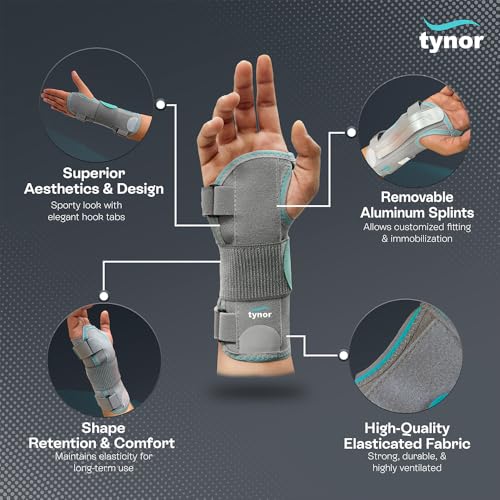 TYNOR Wrist Sprint for Carpal Tunnel Adjustable Hand Wrist Support with Splints for Men Women Night Wrist Sleep Support GuardArm Compression Splint Brace for Left Right Hand,Arthritis,Sprain-XL,1 Unit XL