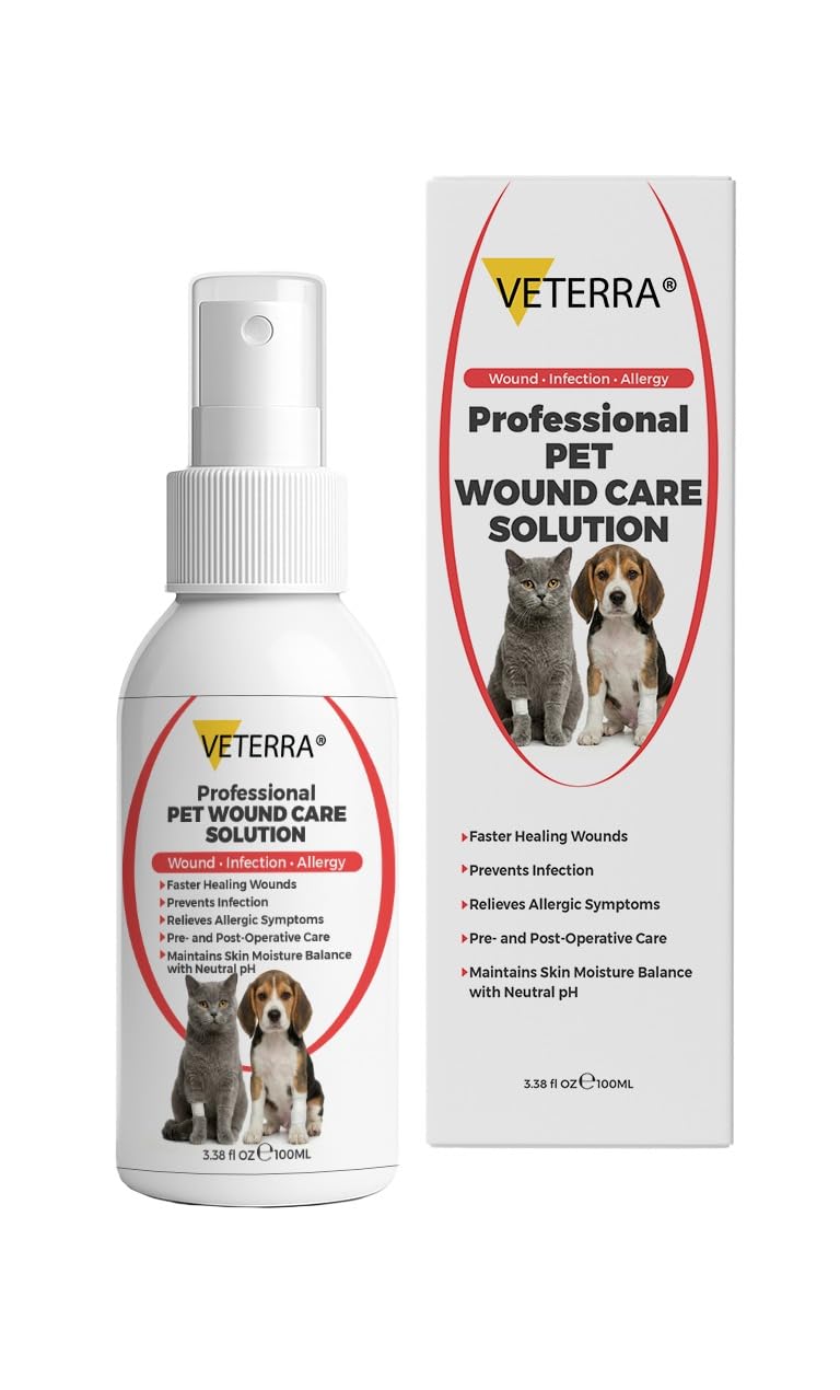 Dog and Cat Wound Care Spray for Dogs & Cats – Vet Recommended Skin Cleansing Spray, Helps Clean Minor Cuts & Scratches, Supports Skin Hygiene, Gentle No-Sting Formula - 3.38 Oz 100 Ml