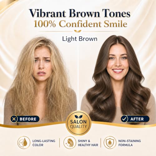 Light Brown Hair Dye Shampoo for Women & Men, Natural Color Depositing Light Brown