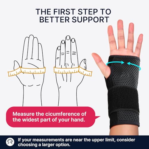 Fit Geno Carpal Tunnel Wrist Brace for Women and Men - Pain Relief for Tendonitis, Arthritis, Strain and Sprain - Adjustable Wrist Splint Support for Day & Night (Right Hand XS/S)