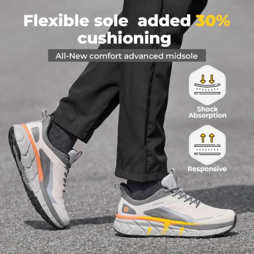 FitVille Extra Wide Shoes for Men Running Walking Comfortable Wide Toe Box Shoes for Men Lightweight Sneakers Non Slip Cushioned 9 X-Wide Gradient Grey