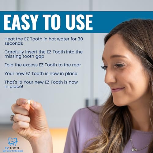 EZ Tooth - Amazing Temporary Tooth - Preformed Tooth - Replacement Kit for Missing Tooth - Instant Repair Temp Teeth - Natural and Bright Shade - Patent Pending (Bright Shade) Ez Tooth Bright Shade