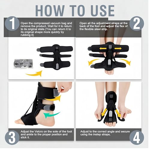 Upgraded Plantar Fasciitis Night Splint (Black) Black 1