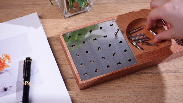 Wooden Pegboard for Finger Dexterity with 25 Nail Holes in Different Directions Peg Board with 25 Iron Rods for Improve Fine Motor Skills and Finger Dexterity