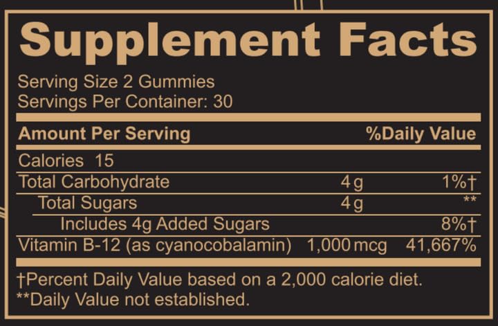 Black Girl Vitamins - Vitamin B12 Gummies, for Energy, Metabolism & Nervous System Support, 1000 mcg Cyancobalamin B12 per Serving, Halal & Gluten-Free - 60ct