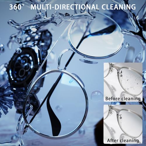 Ultrasonic Retainer Cleaner Machine, 48kHz 420ML Jewelry Cleaner with Purple lamp care & Mirror, 3 Modes for Toothbrush Heads,Dentures, Eyeglasses, Ornament, Efficient 360° Deep Cleaning (White) White