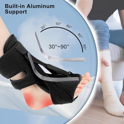 Plantar Fasciitis Night Splint for Women & Men,Upgrade Adjustable Plantar Ankle Support Brace,Breathable Foot Stabilizer for Plantar Fasciitis Relief Achilles Tendonitis Foot Drop Heel Pain Suit day and night (With Fasciitis Socks) Black