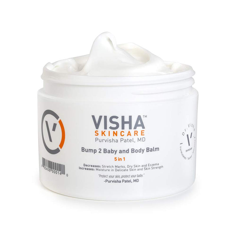 Visha Skincare Bump 2 Baby 5 in 1 Multitasking Body Balm, Soothes and Relieves Dry, Itchy Skin and Stretch Marks, Safe to Use During Pregnancy and Nursing and for Baby Massage 10 oz 10 Ounce (Pack of 1) - BeesActive Australia
