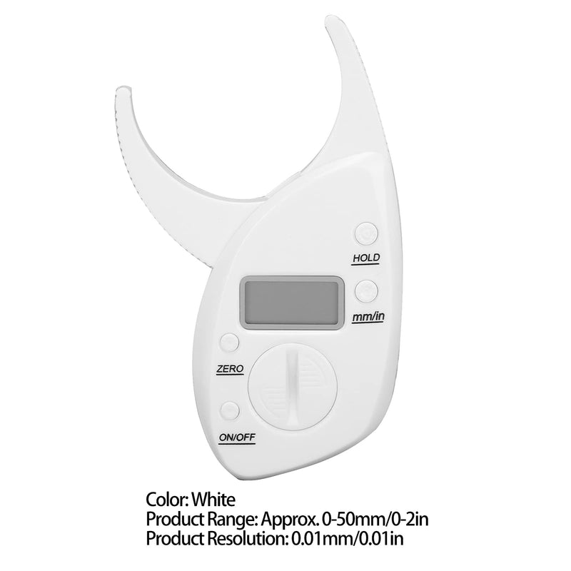 Body Fat Caliper, Digital Display Skin Calipers Body Fat Body Fat Monitors Skin Fat Caliper Tester Body Fat Measurement Device Fat Calipers for Fitness Enthusiasts for Trainers (White) - BeesActive Australia