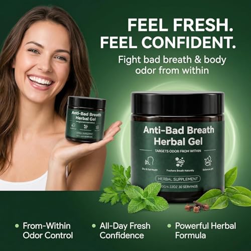 Anti-Bad Breath Herbal Gel Supplement - Body & Breath Odor Control from The Inside – Internal Deodorant, Natural Herbal Deodorant Gel with Parsley and Chlorophyll, Full Body Deodorizer (1) 1