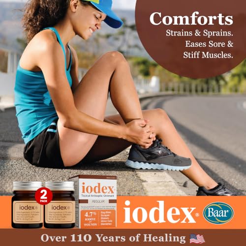 Baar Iodex Topical Ointment, 4.7% Iodine, 1 oz, Pack of 2