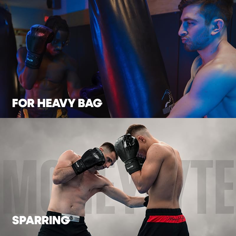 Boxing Gloves for Men & Women - Boxing, Kickboxing, Muay Thai, MMA, Training & Sparring - Punching Bag & Heavy Bag Gloves - MoneyFyte All Black 14 oz - BeesActive Australia