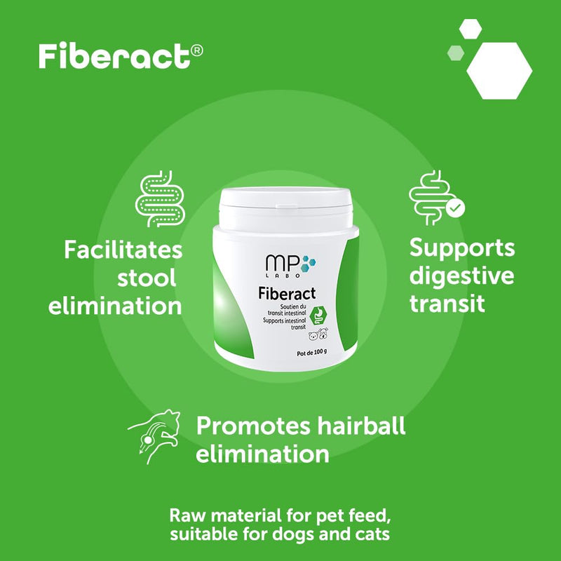 MP Labo Fiberact 100 g Jar - Supports Intestinal Transit for Dogs and Cats - Blond Psyllium Husk Powder