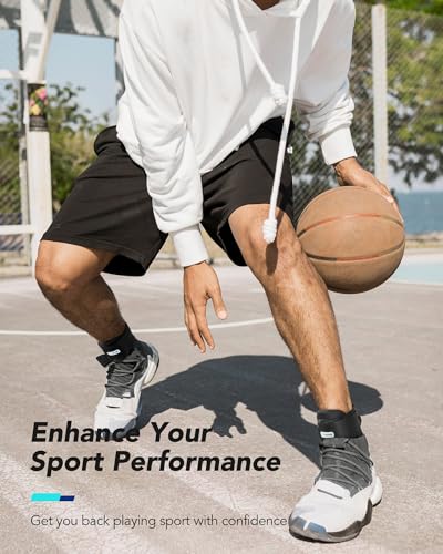 Quick Lace Up Ankle Brace for Women Men with Removable Side Splints, Adjustable Ankle Support for Sprained Ankle Injury Recovery, Ankle Stabilizer for Basketball Volleyball Tennis, 1 Unit M Black Stripes