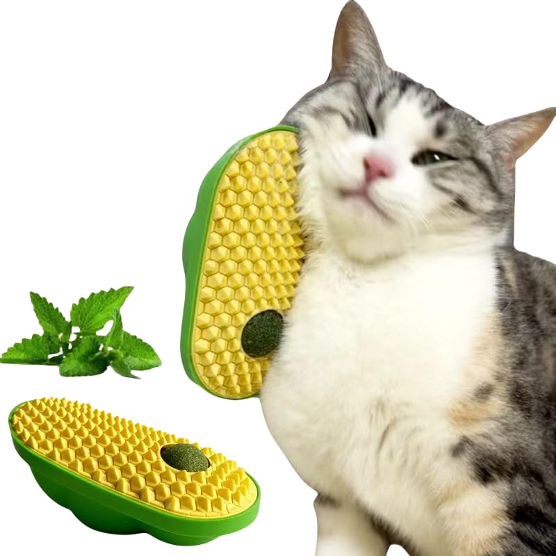 Cat Self Groomer with Catnip, Dog Cat Corner Groomer,Wall Corner Scratcher Comb,Grooming Massage Brush, Perfect Scratch Massager Tool for Long & Short Fur Kitten/Puppy - BeesActive Australia