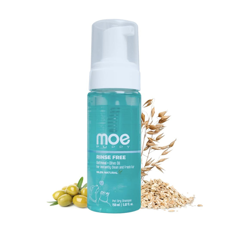 Moe Rinse Free Pet Dry Shampoo for Instantly Clean and Fresh Fur | Waterless Foam Cleanser for Dogs and Cats | (150 ml) (Blue) - BeesActive Australia