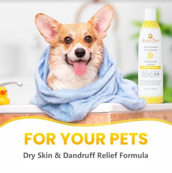 Dog Shampoo – Cleansing Wash, Conditioning, Moisturizing – Toxin Free, Healthy Ingredients – Aromatic Grooming Puppy Shampoo – Tearless Cleaner, Honeysuckle Jasmine - PawsPlanet Australia