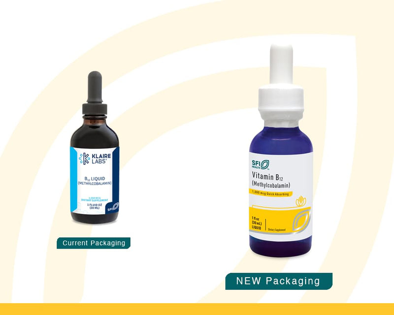 Klaire Labs SFI Health Vitamin B12 Liquid Drops 1mg, 30ml / 1 fl oz | Liquid Delivery for Efficient Absorption, Methyl B12 Drops, 1000mcg Active Methylcobalamin, Hypoallergenic