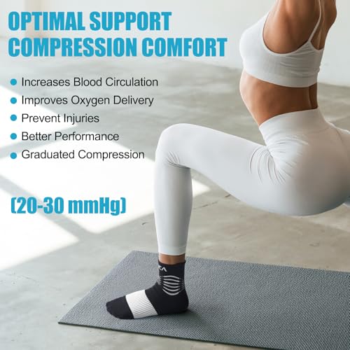 NEENCA Professional Compression Socks for Women Men Circulation, 20-30 mmHg Black White - 2 Pairs Large