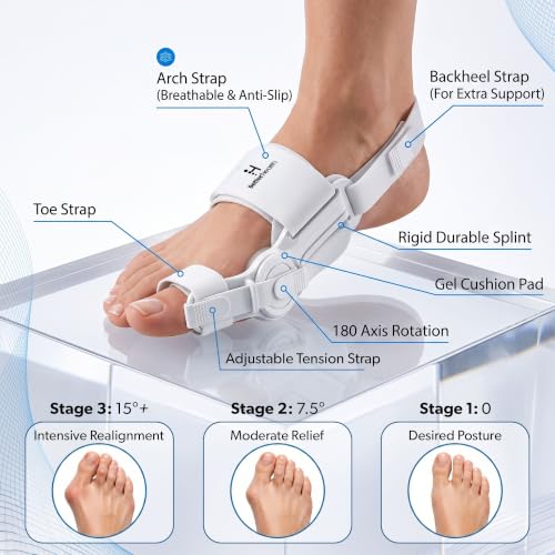 2026 Bunion Corrector for Women & Men, Fully Adjustable Orthopedic Bunion Fix, Big Toe Separator, Day/Night Support, Ergonomic Bunion Splint Hammer Toe Straightener (2PCS) Gray