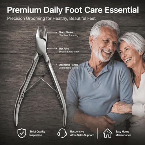 Toenail Clippers for Thick Toenails for Seniors, Heavy Duty Ingrown Toenail Clippers with Wide Jaw Opening, Professional Toe Nail Clippers for Thick Nails, Stainless Steel Nail Cutter for Men Women Straight blade model