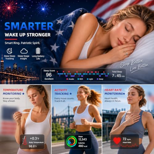 Smart Ring Fitness Tracker Men & Women, Health Sleep Tracker (Gold, #9)
