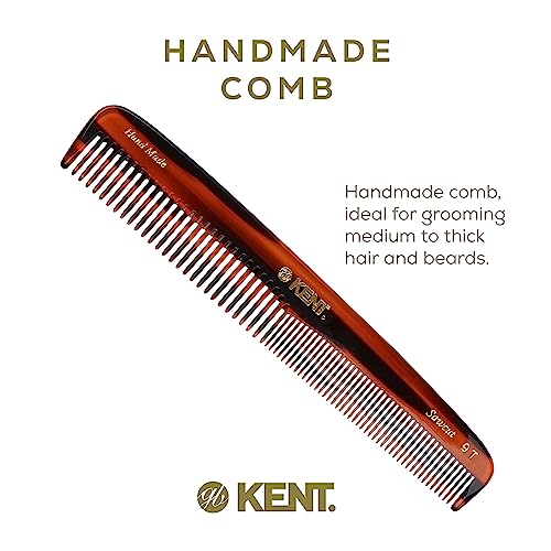Kent 9T Tortoiseshell Fine and Wide Tooth Comb - Large Handmade and Saw-Cut Detangler for Wet Hair - Durable Grooming for Men and Women - Made in England 6 Pack Brown