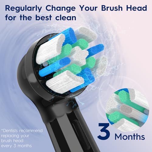 Replacement Heads Compatible with Oral B iO 3 4 5 6 7 8 9 10 Series Electric Toothbrush,Toothbrush Heads Compatible with Oral B iO Replacement Heads, Medium Bristles for Effective Cleaning,Black Black 8 Count (Pack of 1)
