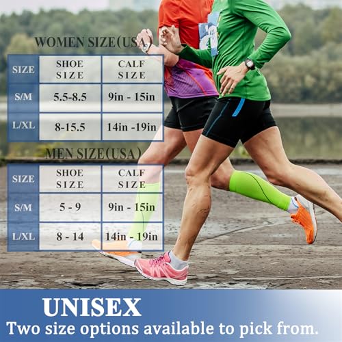 CHARMKING Compression Socks for Women & Men Circulation (8 Pairs) 15-20 mmHg Best Calf Socks Support for Athletic Cycling Large-X-Large 02 Black/Black/Black/Black/Black/Black