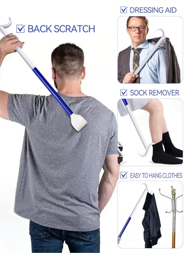 7PC Hip Kit, Hip Kit for Seniors, Surgery Recovery Items, Hip Replacement Kit After Surgery, Hip Replacement Recovery Kit with Grabber,Sock Aid,Leg Lifter,Dressing Stick,Shoehorn,Back Scratcher Gray