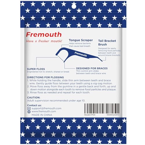 Fremouth 3-in-1 Braces Flossers - Orthodontic Dental Floss Picks, 300 Count 1 Count (Pack of 300)
