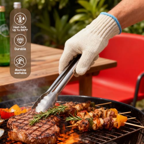 1 Pair Heat Resistant Gloves, 932°F Oven Gloves, Cut-Resistant Grill Gloves