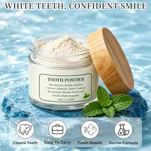 Tooth Powder, Remineralizing Tooth Powder with Mint, Tooth Powders with Hydroxyapatite for Remineralizing Teeth, Fluoride-Free Gentle Clean and Daily Oral Care 1.76 Oz (2Pcs) 1 Ounce (Pack of 2)